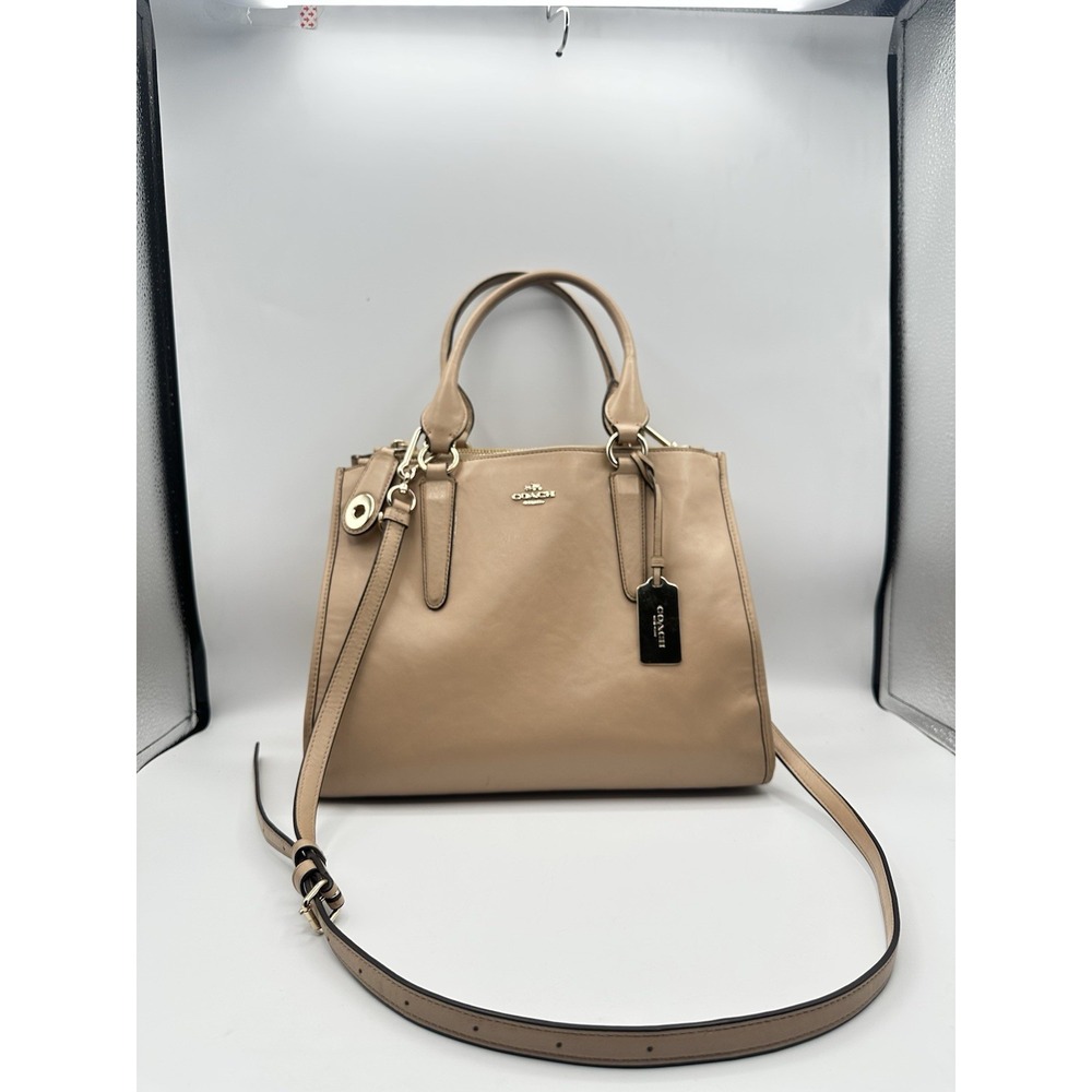 COACH CHRISTIE CARRYALL 33545 – MEDIUM BEIGE LEATHER SHOULDER BAG / TOTE